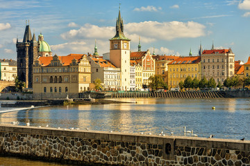 Fototapeta premium Smetana embankment. Prague, Czech.