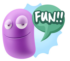 3d Illustration Laughing Character Emoji Expression saying Fun w