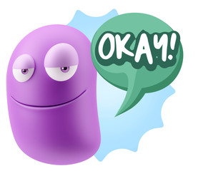 3d Illustration Laughing Character Emoji Expression saying Okay