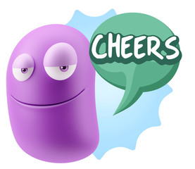 Obraz premium 3d Rendering Smile Character Emoticon Expression saying Cheers w