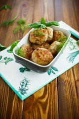 fried cutlet in ceramic form