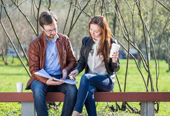 Young couple on bench