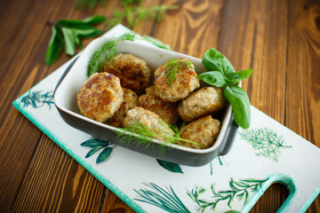 fried cutlet in ceramic form