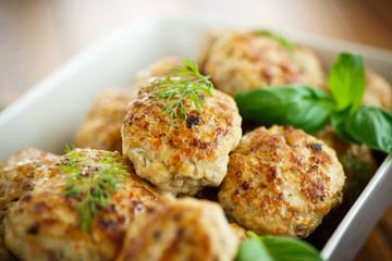 fried cutlet in ceramic form