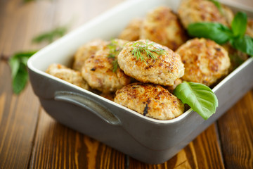 fried cutlet in ceramic form