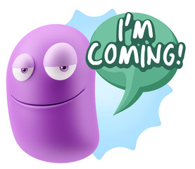 3d Illustration Laughing Character Emoji Expression saying I'm C