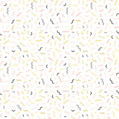 Memphis line seamless pattern. Gold pattern for fashion and wallpaper. Memphis style fabric, fashion, prints. Vector illustration.