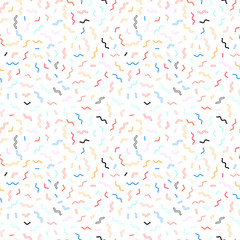 Memphis line seamless pattern. Colorful pattern for fashion and wallpaper. Memphis style fabric, fashion, prints. Vector illustration.