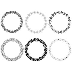 Vector black round frames on white background.