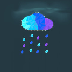 polygon cloud and rain vector design