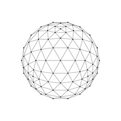 3D octahedron wireframe mesh sphere. Network line, HUD design sphere. Vector Illustration EPS10