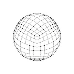3D hexahedron wireframe mesh sphere. Network line, HUD design sphere. Vector Illustration EPS10