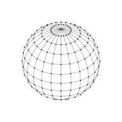 Wireframe 3D mesh polygonal sphere. Network line, HUD design sphere. Vector Illustration EPS10