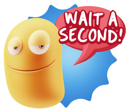 3d Illustration Laughing Character Emoji Expression saying Wait