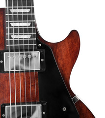 Brown electric guitar, isolated on white