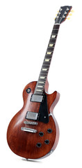 Brown electric guitar, isolated on white