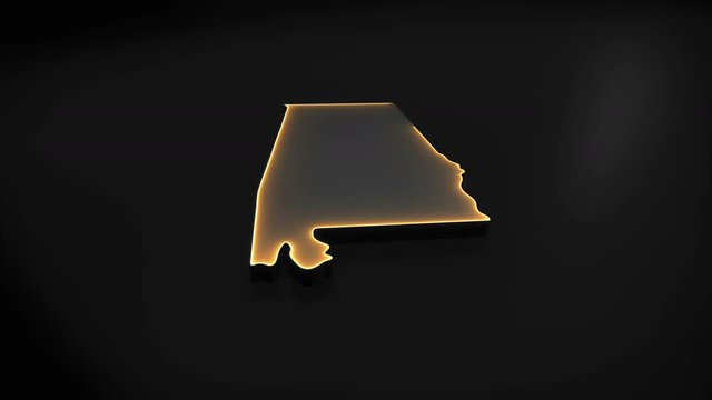 Seamless looping 3D animation of the map of Alabama including 2 versions and alpha matte