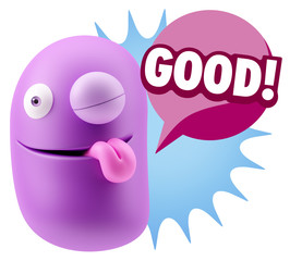 3d Illustration Laughing Character Emoji Expression saying Good