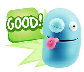 3d Illustration Laughing Character Emoji Expression saying Good