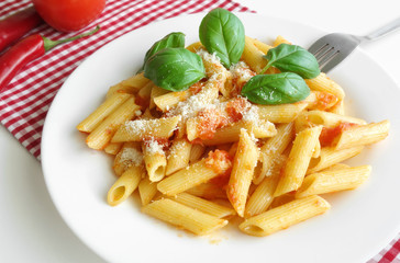 Pasta Penne Tomato Sauce Basil Parmesan