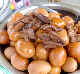 Tea leaf eggs with mushroom closeup for sale