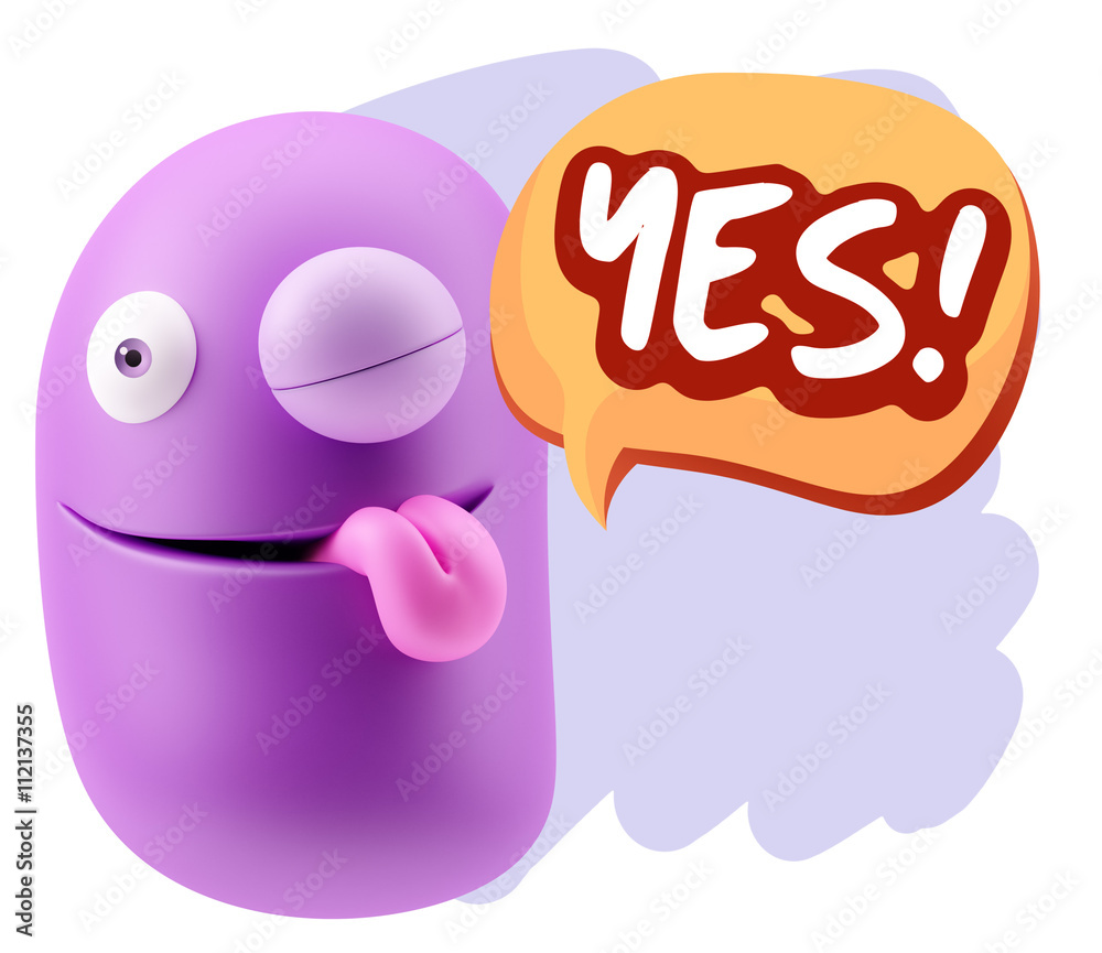 Fototapete 3d Rendering Smile Character Emoticon Expression saying Yes with