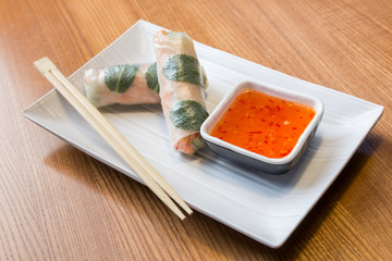 Asian spring rolls with vegetables
