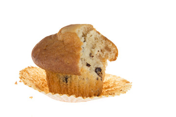 Tasty Chocolate chip muffins isolated on white