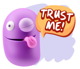 3d Illustration Laughing Character Emoji Expression saying Trust