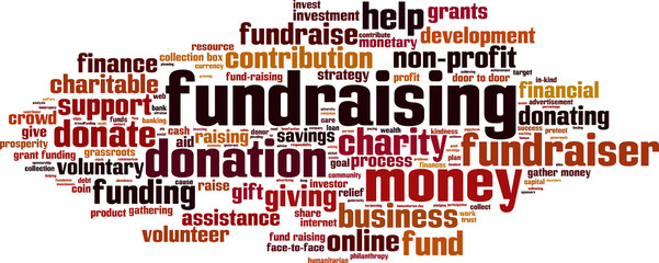 Fundraising word cloud concept. Vector illustration