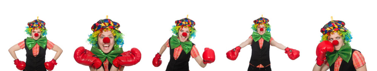 Clown in various poses isolated on white