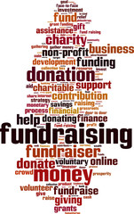 Fundraising word cloud concept. Vector illustration