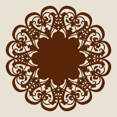 The template mandala pattern for decorative rosette. A picture suitable for printing, engraving, laser cutting paper, wood, metal, stencil manufacturing. Vector