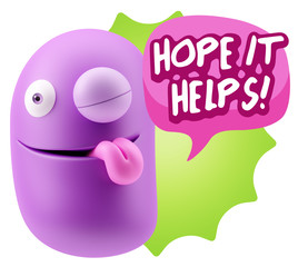 3d Illustration Laughing Character Emoji Expression saying Hope