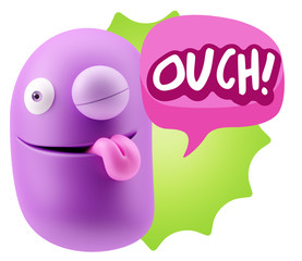 3d Illustration Laughing Character Emoji Expression saying Ouch