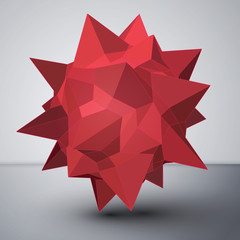 3D low polygon, star-like object. Vector geometric.