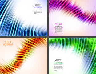 Set of 4 colorful abstract wave backgrounds. Vector illustration.