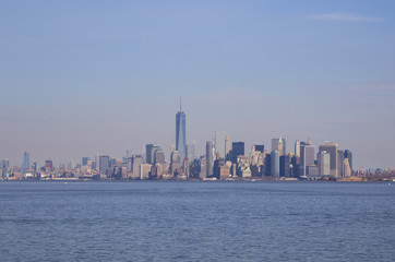 skyline of manhanttan, new york during a sunny day