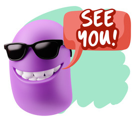 Obraz premium 3d Rendering Smile Character Emoticon Expression saying See You