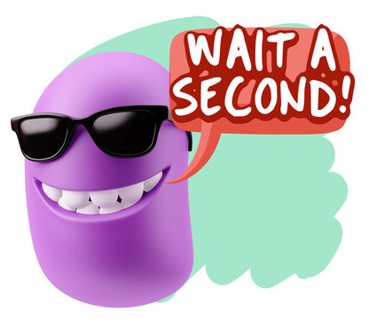 3d Illustration Laughing Character Emoji Expression saying Wait