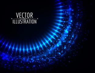 Shining lights abstract circle. Bright round frame. Vector abstract background.