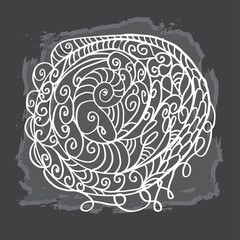 Hand drawn pattern with flowers on grunge background