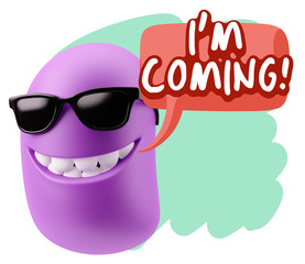 3d Illustration Laughing Character Emoji Expression saying I'm C