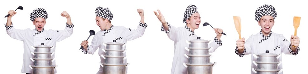 Set of photos with funny cook