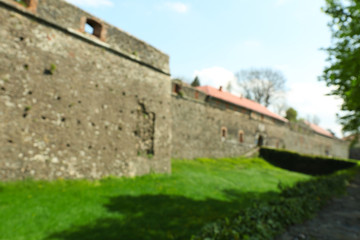 Fototapeta na wymiar Old fortress castle wall from stone in Uzhgorod