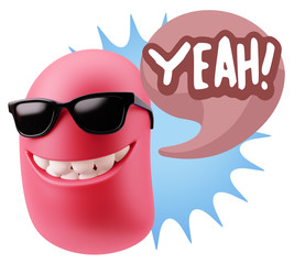 3d Illustration Laughing Character Emoji Expression saying Yeah