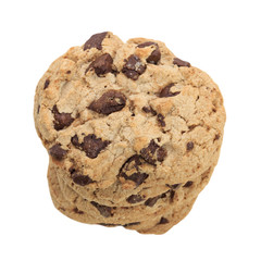 Chocolate chip cookies isolated on white background