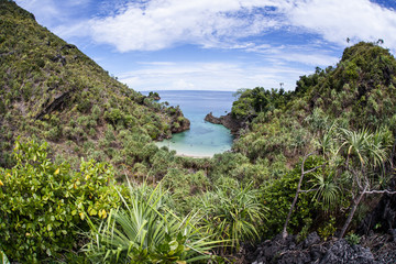 Fototapeta na wymiar Tropical Island and Secret Bay in Indonesia