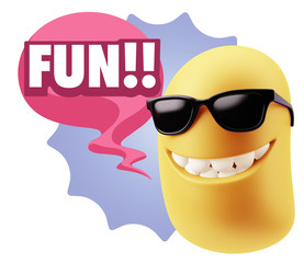 3d Illustration Laughing Character Emoji Expression saying Fun w