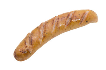 Smoked sausages isolated on white background